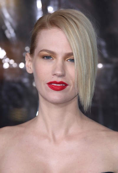 January Jones with an asymmetrical hairstyle