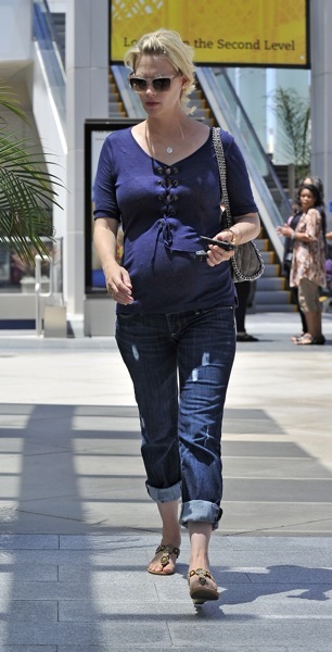 January Jones in cuffed jeans