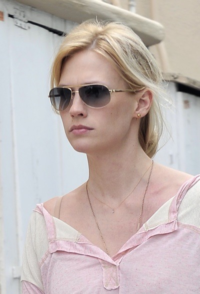 January Jones with pink lipgloss