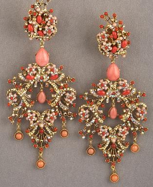Jose &amp; Maria Barrera Peach Chandelier Earrings
