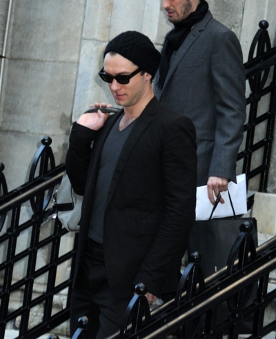 Jude Law leaving his downtown NYC apartment