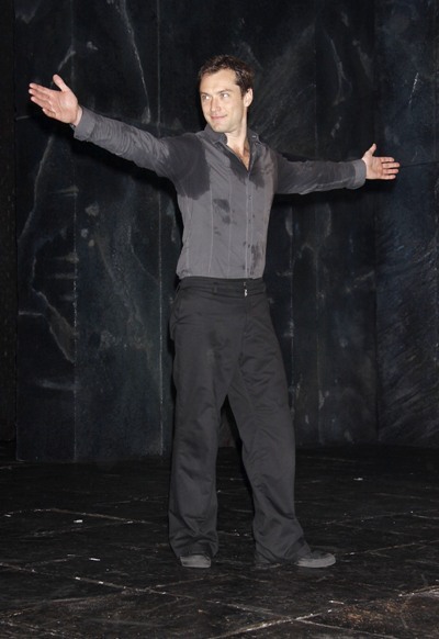 Jude Law performing at the Broadway production of 'Hamlet'