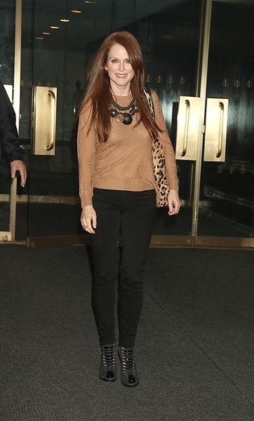 Julianne Moore displays a sophisticated look outside NBC studios