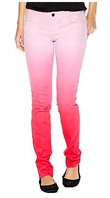 Red dip dye skinny jeans