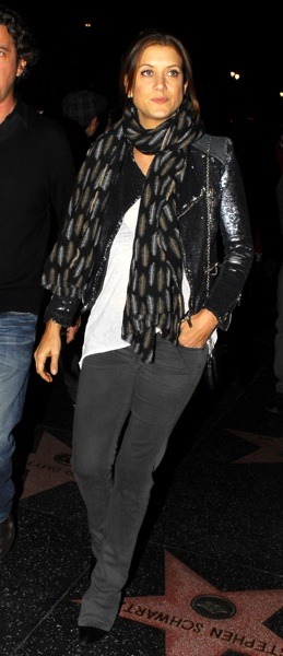 Kate Walsh with a patterned scarf