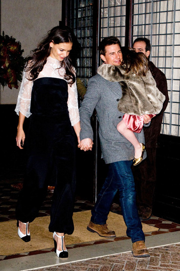 Katie Holmes, Tom Cruise and Suri leaving Manhattan hotel