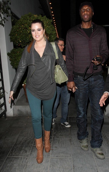 Khloe Kardashian in green skinny jeans