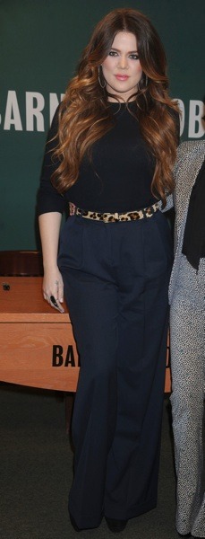 Khloe Kardashian with animal print belt