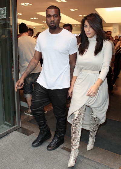 Kimye at a boutique in Paris, France