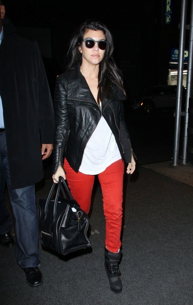 Kourtney Kardashian in a leather jacket