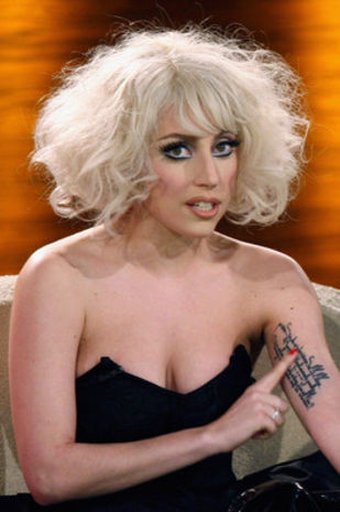 Singer Lady Gaga has several tattoos, including this one on the inside of 