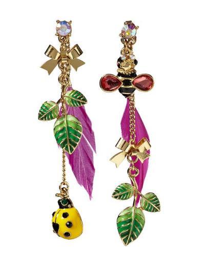 Lady Bug Feather Earrings