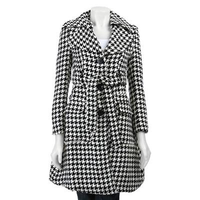 Last Kiss Women's Houndstooth Long Coat