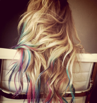 Lauren Conrad dyed her tips rainbow colors as fans suggested on her beauty blog.
