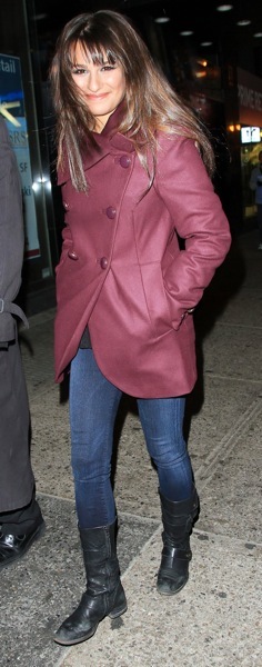 Lea Michele in a peacoat
