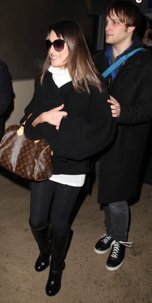Lea Michele in black boots