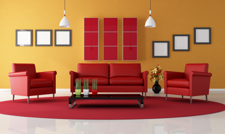 Red living room sofas - Red, yellow & orange themes