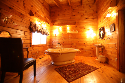 Log Cabin Bathroom - Country Homes