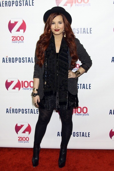 Demi Lovato opaque tights