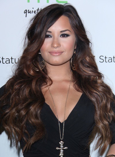 Demi Lovato with hoop earrings