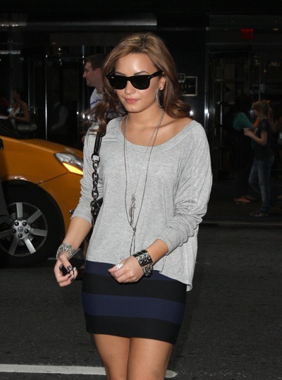 Demi Lovato in stripes