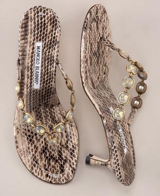 Manolo Blahnik Snakeskin Thong Sandals