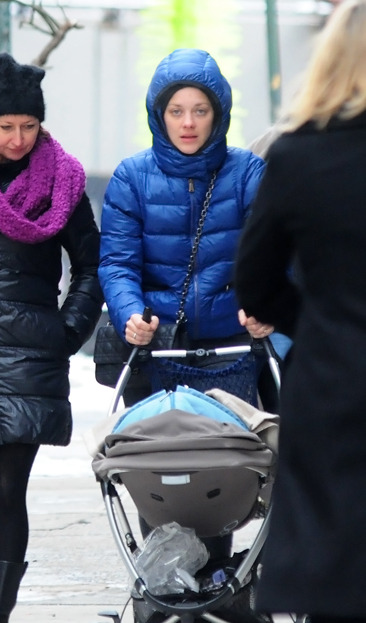 Marion Cotillard pushing a baby carriage in Manhattan, NYC