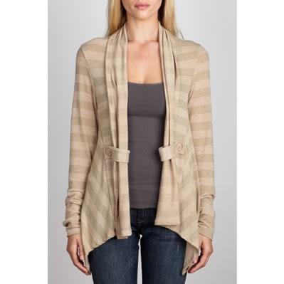 Metallic stripe open sweater
