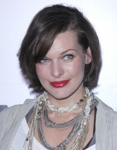 Milla Jovovich wore a short sexy layered hairstyle while attending a 