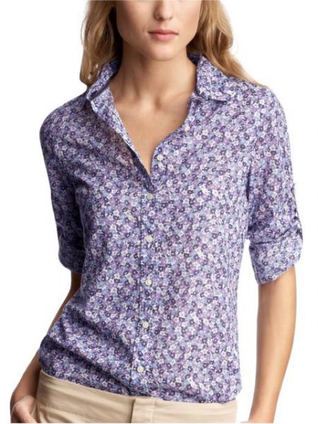 Mini-floral roll-up shirt