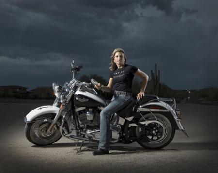 Nat and Harley-Davidson in AZ desert