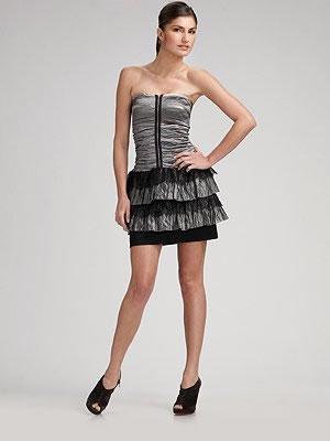 Nicole Miller Strapless Tiered Cocktail Dress
