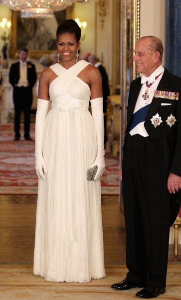 Michelle Obama in white gloves