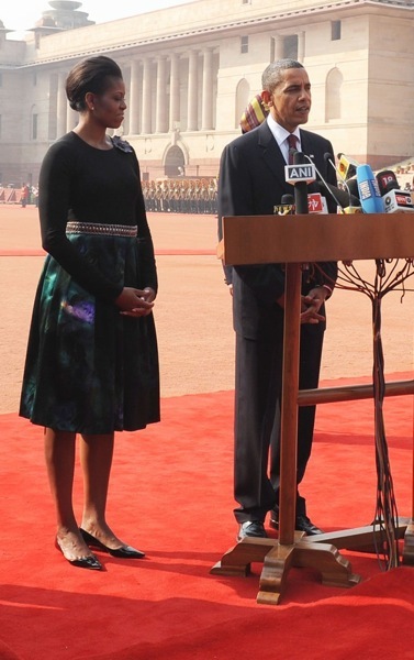 Michelle Obama in a jeweld belt