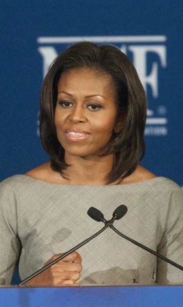 Michelle Obama in a boat neckline