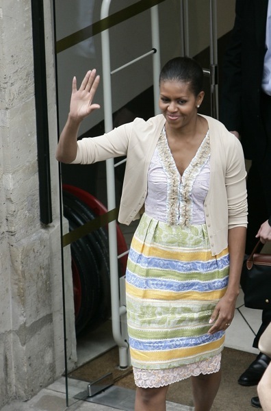 Michelle Obama in stripes