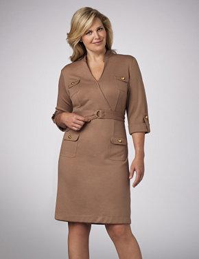 Belted Ponte Knit Dress