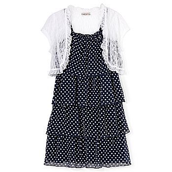 Polka-dot dress &amp; shrug set