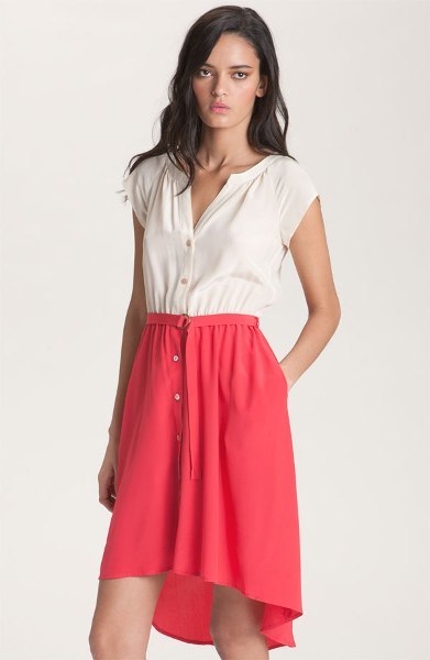 Presley Skye Belted Colorblock Silk Dress