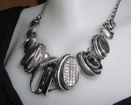 Chunky Textured Urban Metal Crystal Necklace