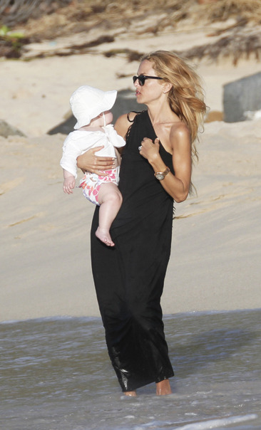 Rachel Zoe on St. Barts beach with her baby son