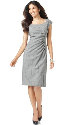 Side gathered cap sleeve plaid dress