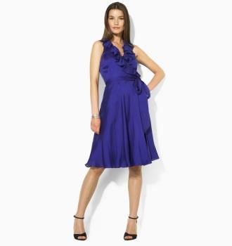 Ralph Lauren Shannon Silk Ruffle Wrap Dress