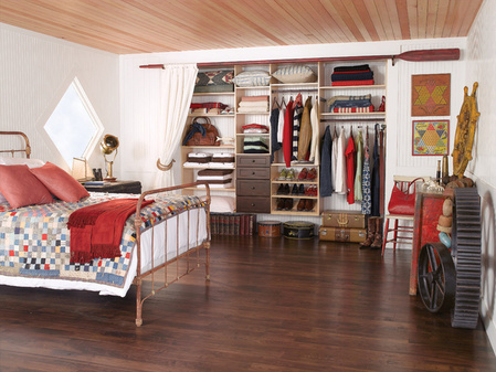 Reach in Closet with Curtains