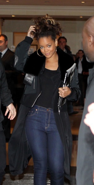 Rihanna with leather detail