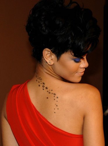 Rihanna Stars back tattoo