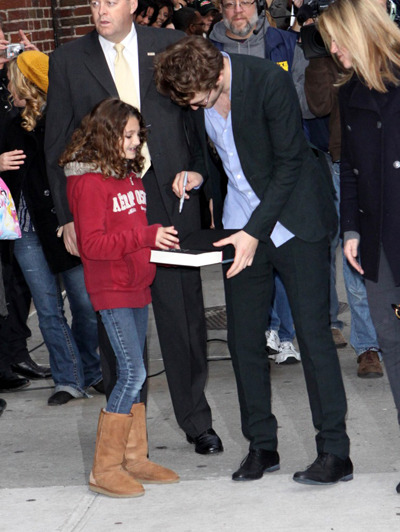 Robert Pattinson outside "Late Show with David Letterman"