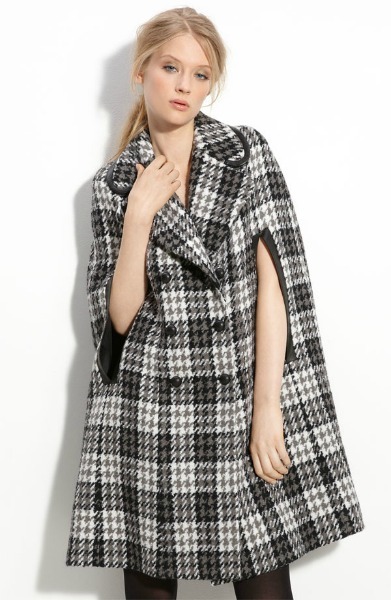 Double-Breasted Houndstooth Cape