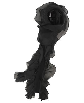 Ruffled scarf in black