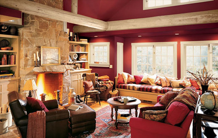  Interior  Living Room on Rustic Lodge   Living Room   Red  Yellow   Orange Themes